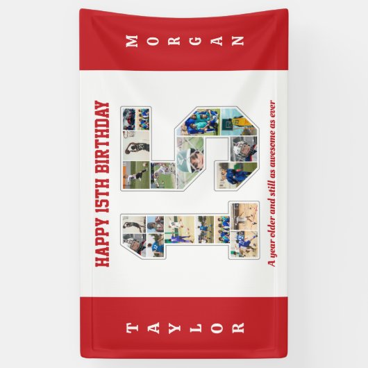 15e verjaardag Jubileum nummer 15 fotocollage Spandoek (Verticaal)