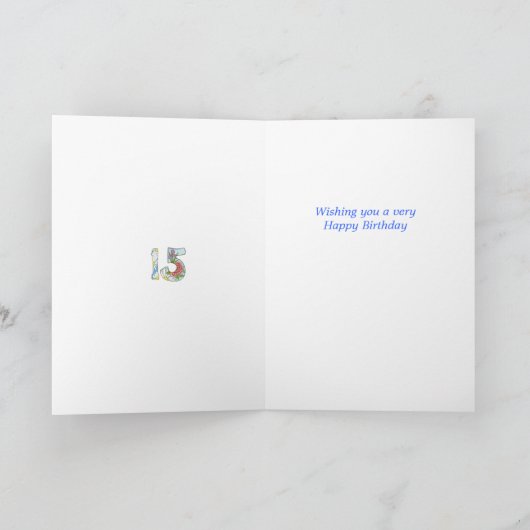 15e verjaardag Kaart (Binnen)