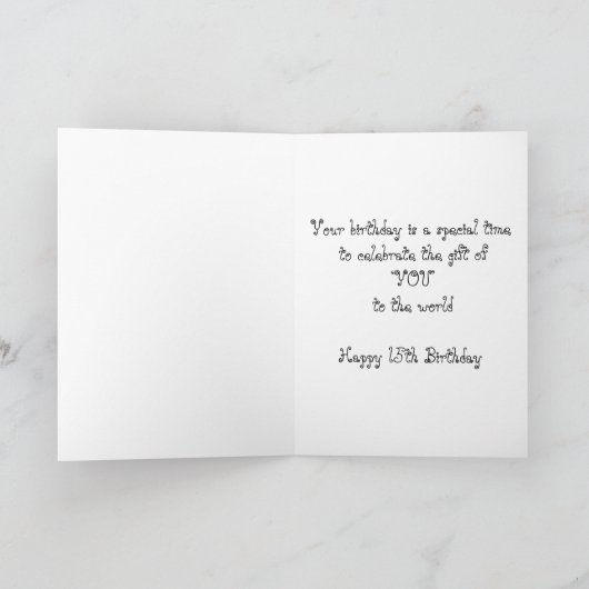 15e verjaardag Kaart (Binnen)