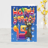 15e verjaardag Kaart, Happy Birthday Kaart (Gele Bloem)