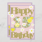 15e verjaardag – Kaart met bloemen (Voorkant / Achterkant)