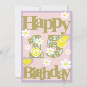 15e verjaardag – Kaart met bloemen