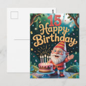 15e Verjaardag Kabouter Feestje Briefkaart (Voorkant / Achterkant)