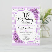 15e verjaardag - Lavendel Witte Paarse Bloemen Kaart (Staand voorkant)