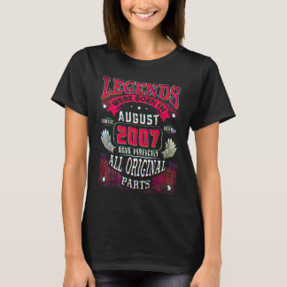 15e verjaardag  Legenden Geboren In Augustus 2007  T-shirt