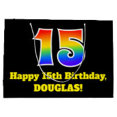 15e verjaardag ~ Leuk, Kleurrijk, Levendig, Regenb Groot Cadeauzakje (Achterkant)