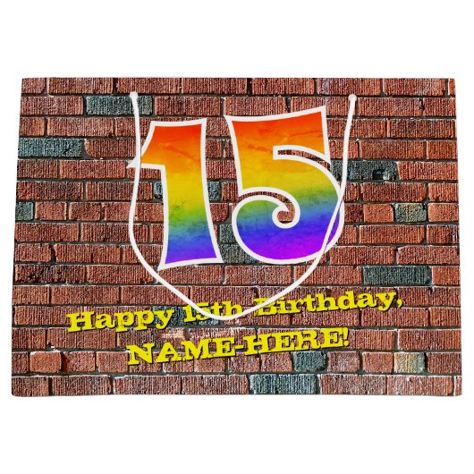 15e verjaardag: Leuk, op graffiti geïnspireerd reg Groot Cadeauzakje (Voorkant)