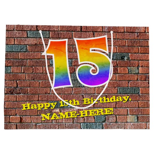 15e verjaardag: Leuk, op graffiti geïnspireerd reg Groot Cadeauzakje (Achterkant)