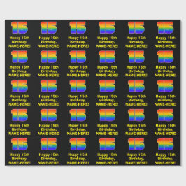 15e verjaardag: Leuke, kleurrijke regenboog geïnsp Cadeaupapier