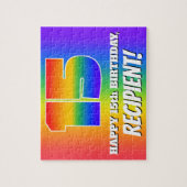 15e verjaardag — Meerkleurig regenboogpatroon "15" Legpuzzel (Verticaal)