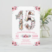 15e verjaardag meisje Foto collage roze bloem wit Kaart (Staand voorkant)