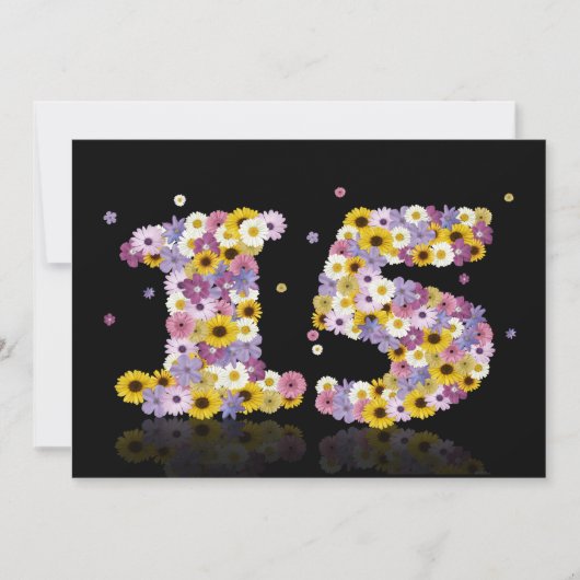 15e verjaardag, met bloembranen kaart (Voorkant)