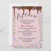 15e verjaardag met chocolade ijsjes en strooisel kaart (Voorkant)