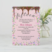 15e verjaardag met chocolade ijsjes en strooisel kaart (Staand voorkant)