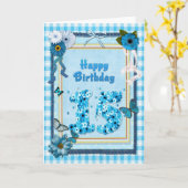 15e verjaardag met een scrapbook-effect kaart (Gele Bloem)