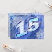 15e verjaardag met vuurwerk kaart (Voorkant / Achterkant in situ)