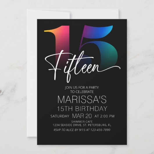 15e verjaardag Modern Kaart (Voorkant)