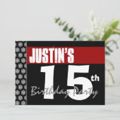 15e verjaardag Modern Red White Stars W768 Kaart (Staand voorkant)