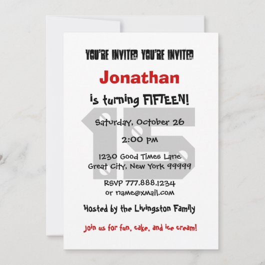 15e verjaardag Modern Teen Black en White Pattern Kaart (Achterkant)