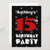15e verjaardag Modern Teen Black en White Pattern Kaart (Voorkant / Achterkant)