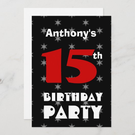15e verjaardag Modern Teen Black en White Pattern Kaart (Voorkant / Achterkant)
