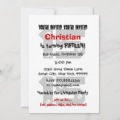 15e verjaardag Modern Teen Black White Stars W10C Kaart (Achterkant)