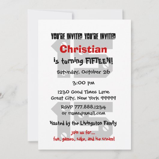 15e verjaardag Modern Teen Black White Stars W10C Kaart (Achterkant)