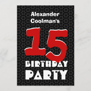 15e verjaardag Modern Teen Black White Stars W10C Kaart