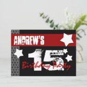 15e verjaardag moderne versie voor im Red White Bl Kaart (Staand voorkant)