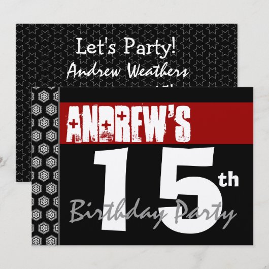 15e verjaardag moderne versie voor im Red White Bl Kaart (Voorkant / Achterkant)