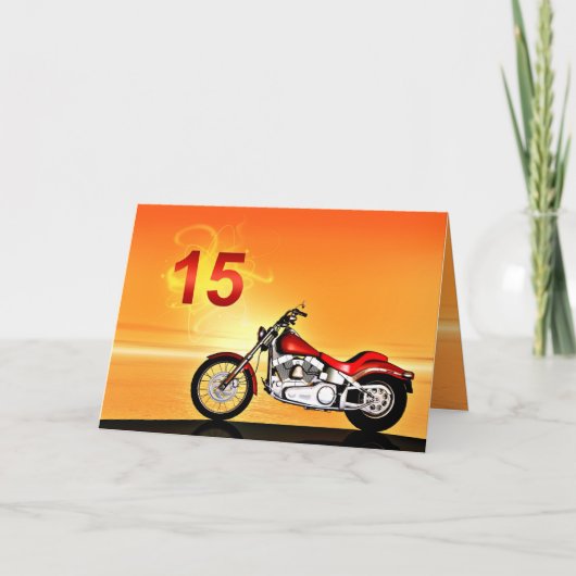 15e verjaardag Motorcycle sunset Kaart (Voorkant)