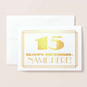 15e verjaardag; naam + Art Deco Geïnspireerd als " Folie Kaarten (Voorkant met envelop)