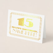 15e verjaardag; naam + Art Deco Geïnspireerd als " Folie Kaarten (Voorkant)
