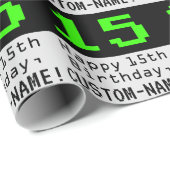 15e verjaardag - Nerdy / Geeky stijl "15" en naam Cadeaupapier (Rol Hoek)
