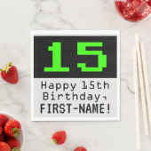 15e verjaardag - nerdy / geeky stijl "15" & naam servet (Insitu)
