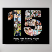 15e Verjaardag Nummer 15 Aangepaste Foto Collage Poster (Voorkant)