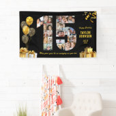 15e Verjaardag Nummer 15 Foto Collage Zwart Goud Spandoek (Insitu)