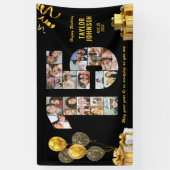 15e Verjaardag Nummer 15 Foto Collage Zwart Goud Spandoek (Verticaal)
