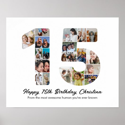 15e Verjaardag Nummer 15 Fotocollage Afbeelding Poster (Voorkant)