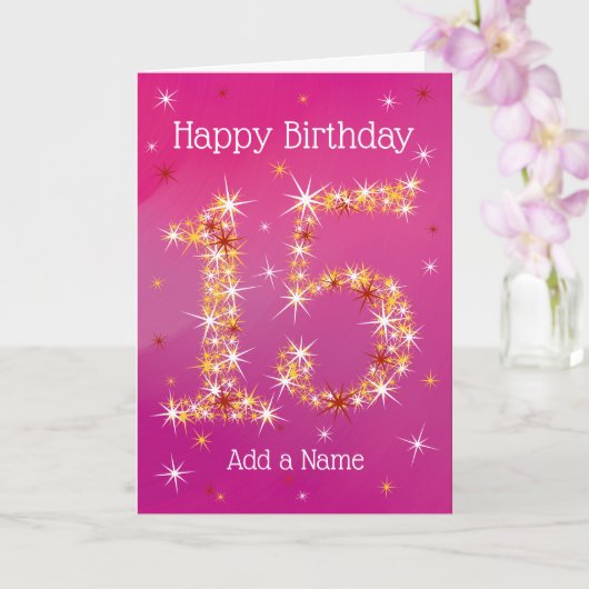 15e verjaardag - nummer 15 in sterren - Roze - lee Kaart (Orchidee)