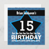 15e verjaardag of eender welk jaartal zwarte STAR  Kaart (Voorkant / Achterkant)