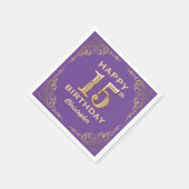 15e verjaardag Paars en goudglitter Lijst Servet (Hoek)