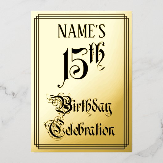 15e verjaardag Partij - Legant Manuscript + de Naa Folie Uitnodiging (Voorkant)