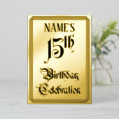 15e verjaardag Partij - Legant Manuscript + de Naa Folie Uitnodiging (Staand Voorkant)