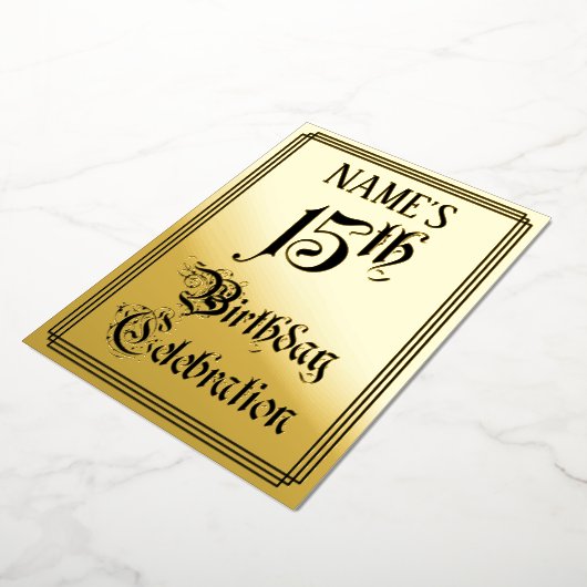 15e verjaardag Partij - Legant Manuscript + de Naa Folie Uitnodiging (Gedraaid)