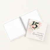 15e verjaardag Pink Floral Qunceanera Guest Notitieboek (Binnen)