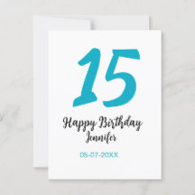 15e verjaardag quiencenera datum jaar blauw sjablo