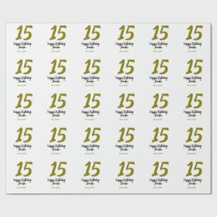 15e verjaardag Quiencenera Datum toevoegen Gouden Cadeaupapier
