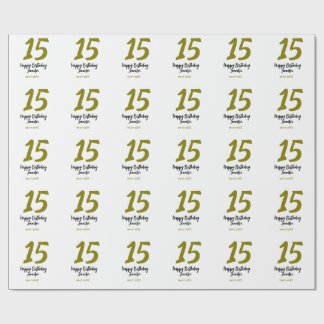 15e verjaardag Quiencenera Datum toevoegen Gouden  Cadeaupapier