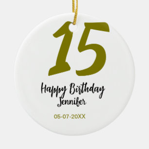 15e verjaardag Quiencenera Datum toevoegen Gouden  Keramisch Ornament